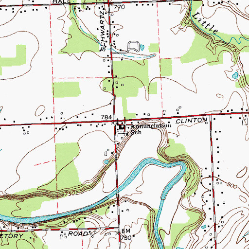 Topographic Map of Annunciation - Blessed Virgin Mary School, NY