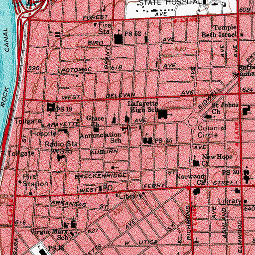 Topographic Map of Annunciation School, NY