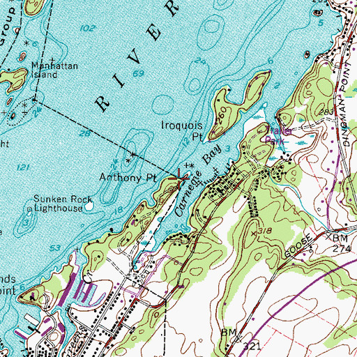 Topographic Map of Anthony Point, NY