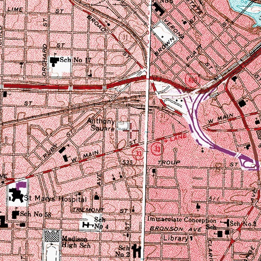 Topographic Map of Anthony Square, NY