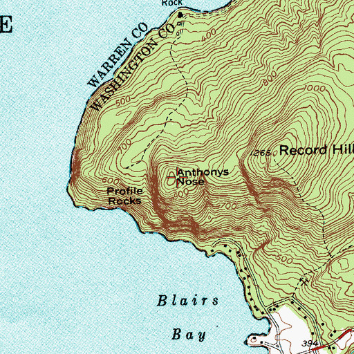 Topographic Map of Anthonys Nose, NY