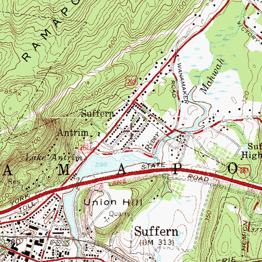 Topographic Map of Antrim, NY