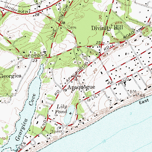 Topographic Map of Apaquogue, NY