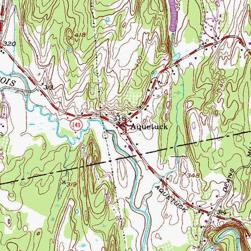 Topographic Map of Aquetuck, NY