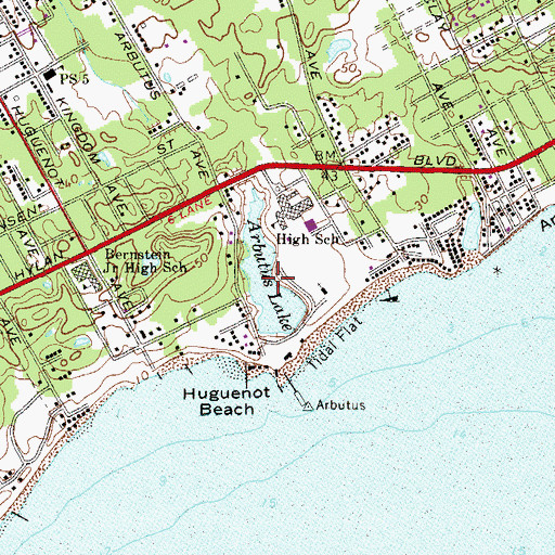 Topographic Map of Arbutus Lake, NY