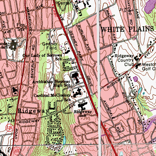Topographic Map of Archbishop Stepinac High School, NY