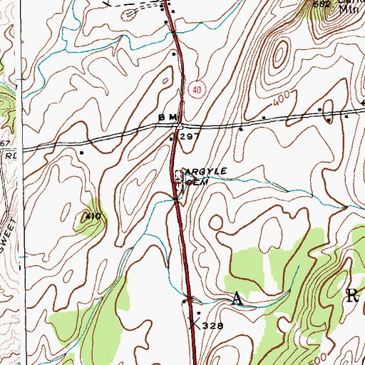 Topographic Map of Old Scots Cemetery, NY