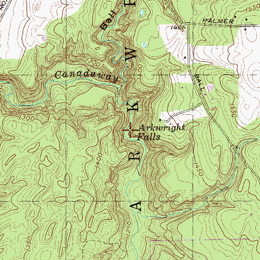 Topographic Map of Arkwright Falls, NY