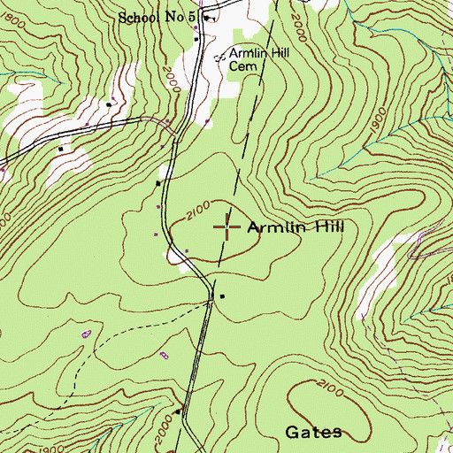 Topographic Map of Armlin Hill, NY