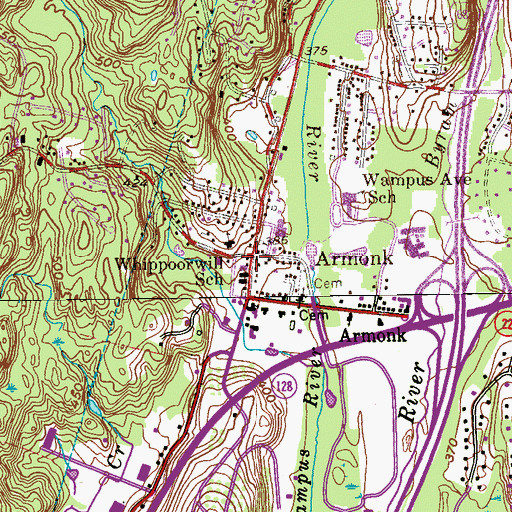 Topographic Map of Armonk, NY