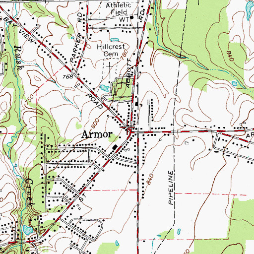 Topographic Map of Armor, NY