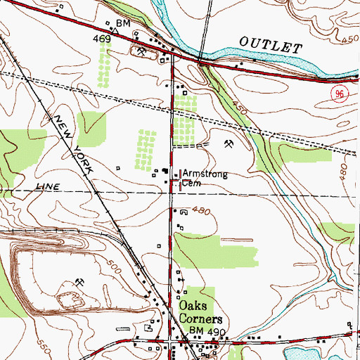 Topographic Map of Armstrong Cemetery, NY