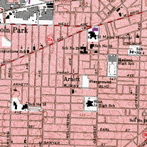 Topographic Map of Arnett, NY