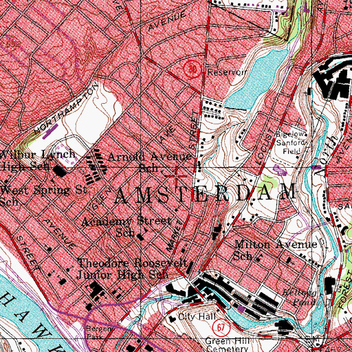 Topographic Map of Arnold Avenue School, NY