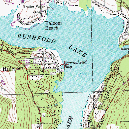 Topographic Map of Arrowhead Bay, NY