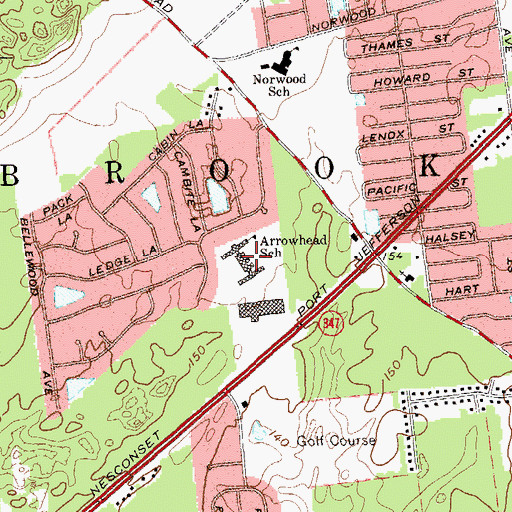 Topographic Map of Arrowhead Elementary School, NY