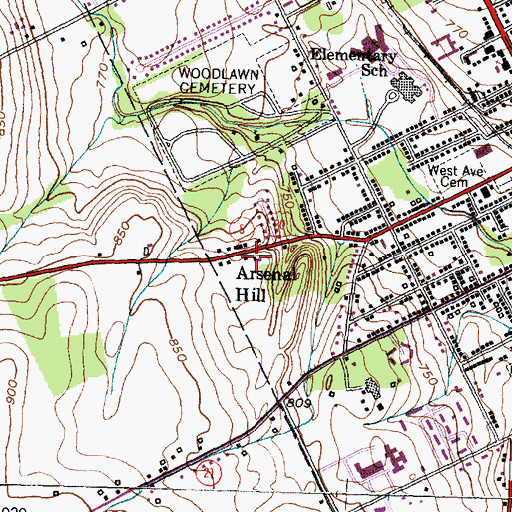 Topographic Map of Arsenal Hill, NY