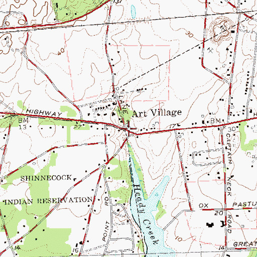 Topographic Map of Art Village, NY