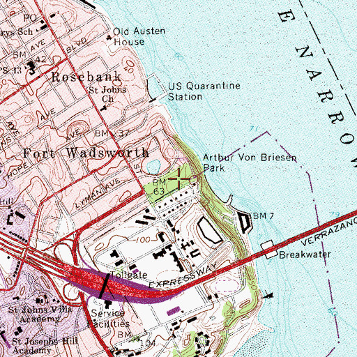Topographic Map of Arthur Von Briesen Park, NY