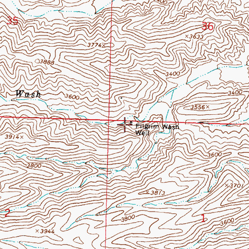 Topographic Map of Pilgrim Wash Well, AZ