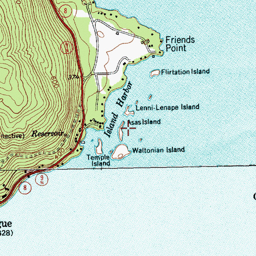 Topographic Map of Asas Island, NY
