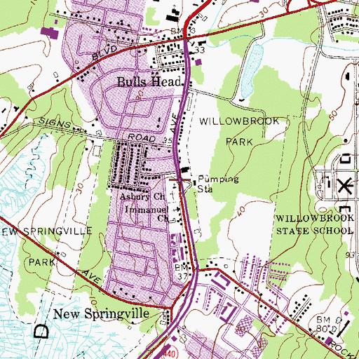 Topographic Map of Asbury Church (historical), NY