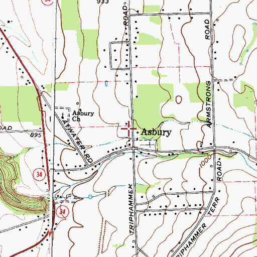 Topographic Map of Asbury Church, NY