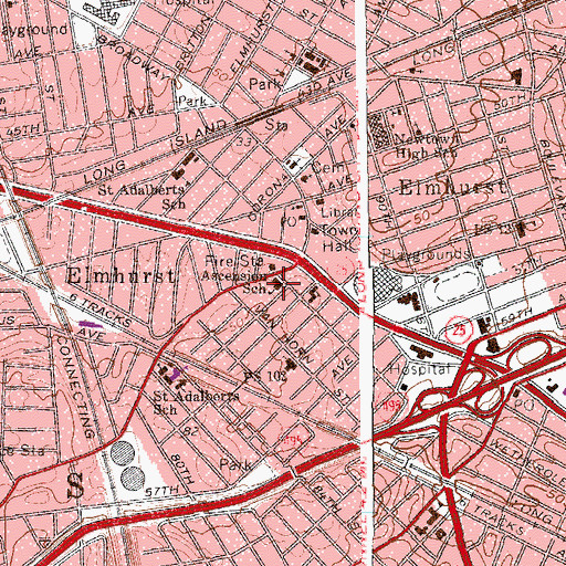 Topographic Map of Ascension School, NY