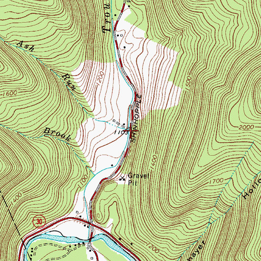 Topographic Map of Ash Run, NY