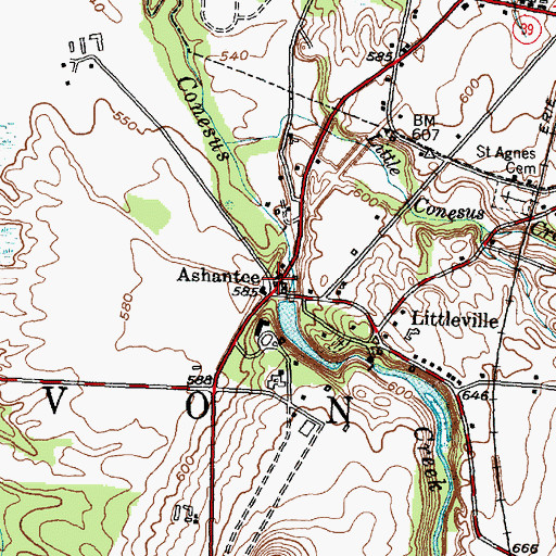 Topographic Map of Ashantee, NY