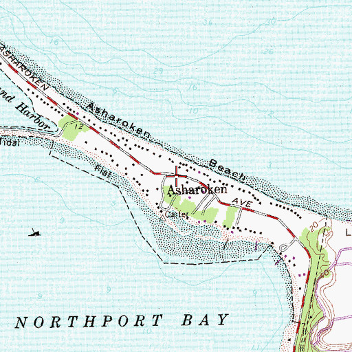 Topographic Map of Asharoken, NY