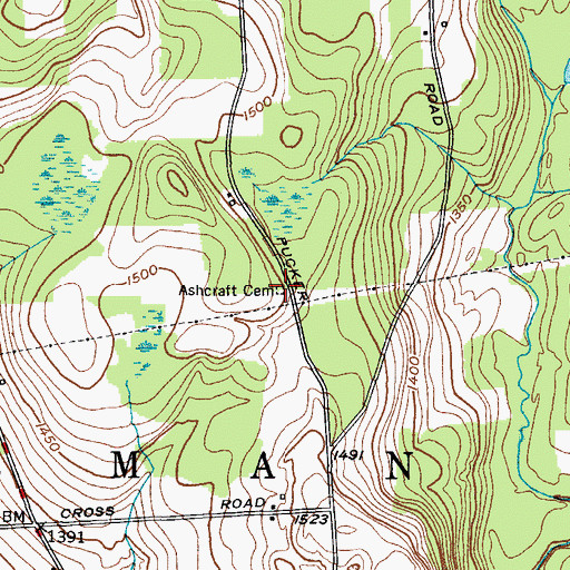 Topographic Map of Ashcraft Cemetery, NY