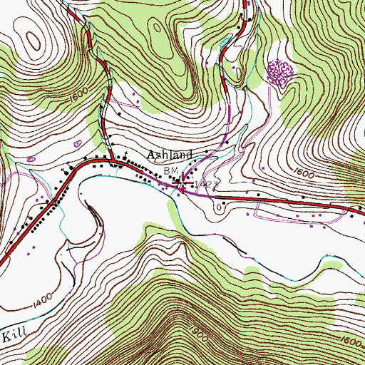 Topographic Map of Ashland, NY