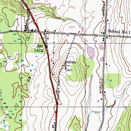 Topographic Map of Ashley Cemetery, NY