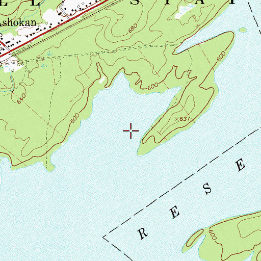 Topographic Map of Ashokan Reservoir, NY
