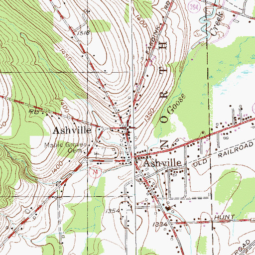 Topographic Map of Ashville, NY
