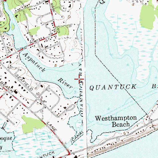Topographic Map of Aspatuck River, NY