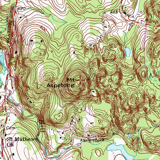 Topographic Map of Mount Aspetong, NY