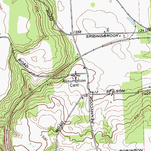 Topographic Map of Pennycook Cemetery, NY