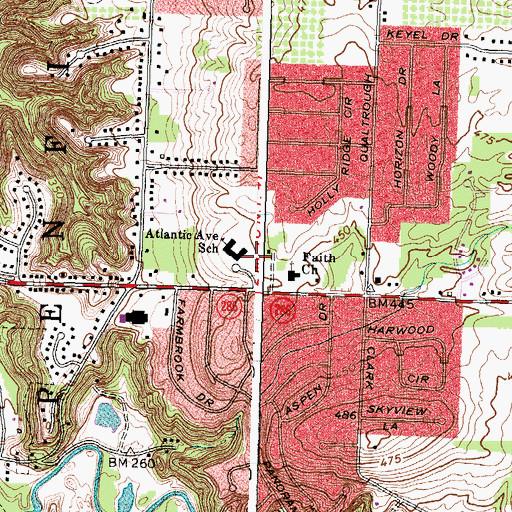Topographic Map of Atlantic Avenue School, NY