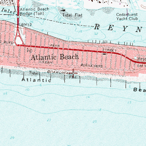 Topographic Map of Atlantic Beach, NY