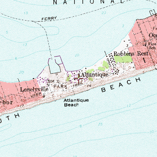 Topographic Map of Atlantique, NY