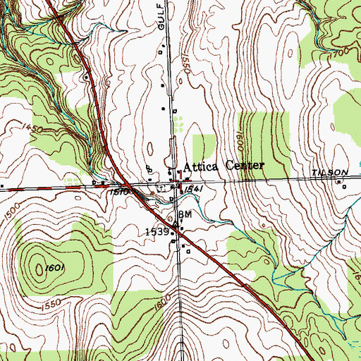Topographic Map of Attica Center, NY