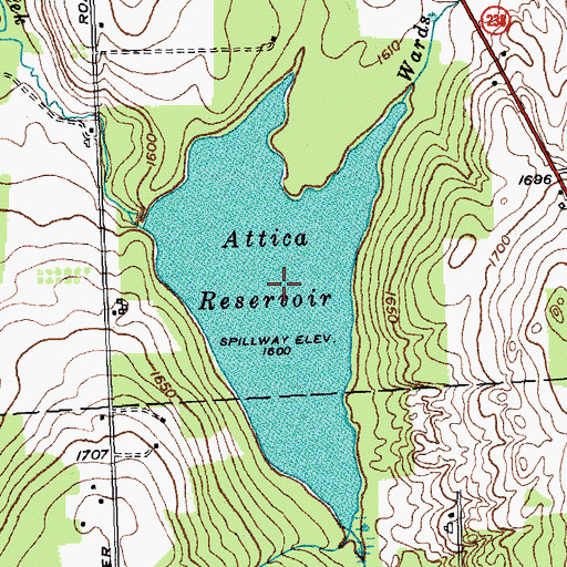 Topographic Map of Attica Reservoir, NY