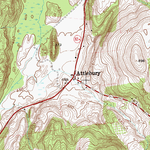 Topographic Map of Attlebury, NY