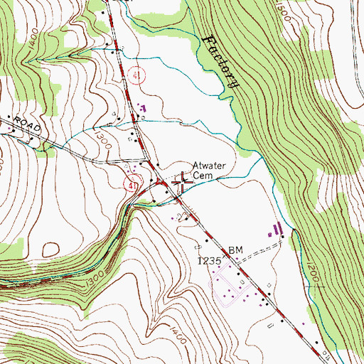 Topographic Map of Atwater Cemetery, NY