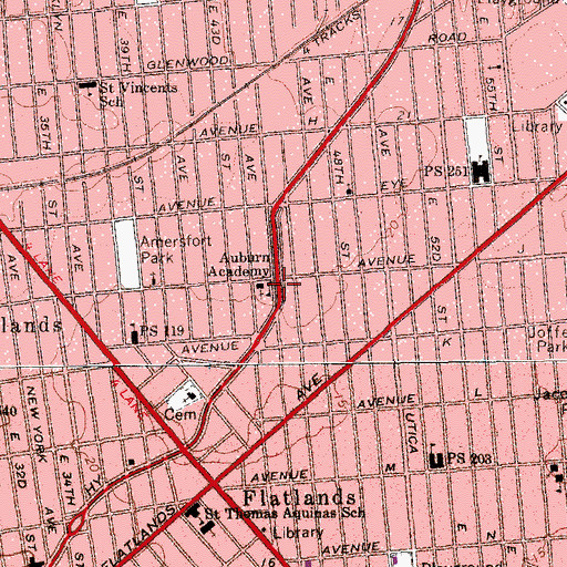 Topographic Map of Auburn Academy, NY