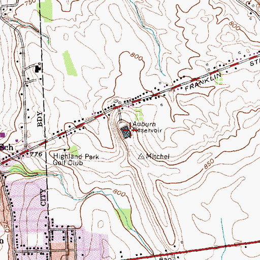 Topographic Map of Auburn Reservoir, NY