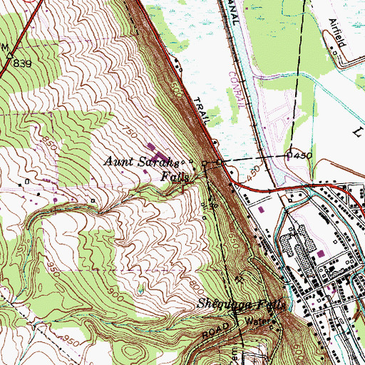 Topographic Map of Aunt Sarahs Falls, NY
