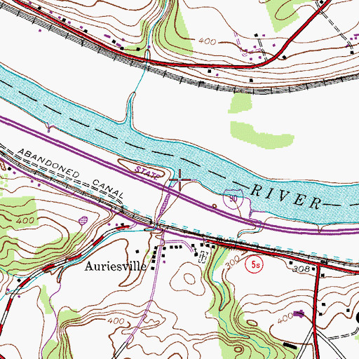 Topographic Map of Auries Creek, NY